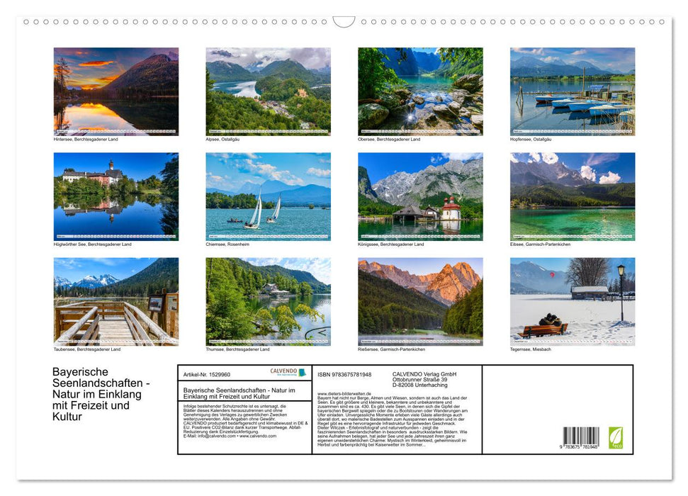Bayerische Seenlandschaften - Natur im Einklang mit Freizeit und Kultur (CALVENDO Wandkalender 2024)