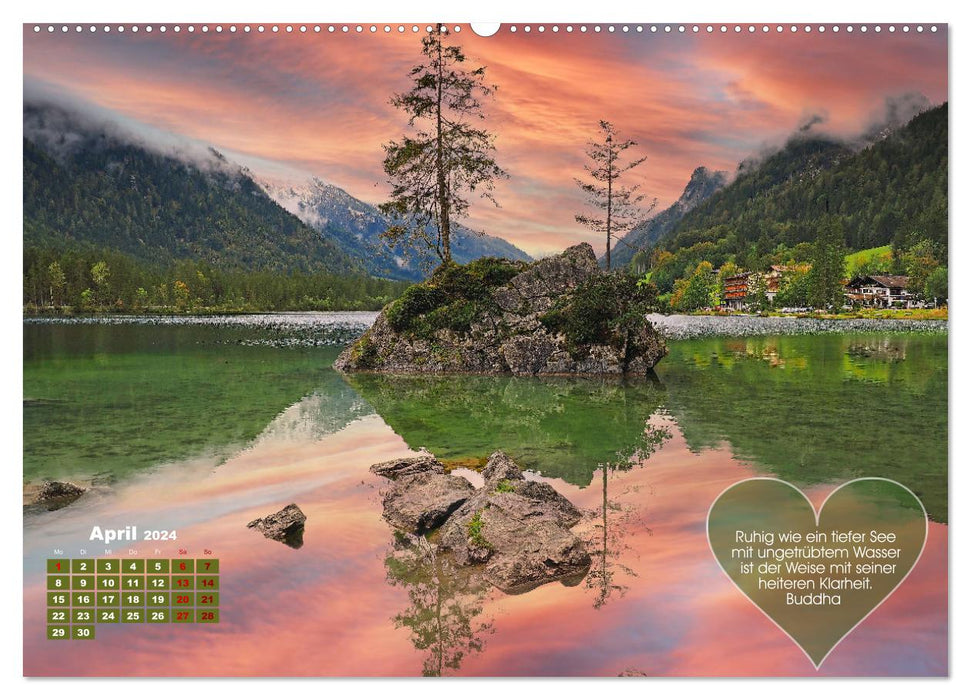 Mountains and lakes, with quotes - just for you by VogtArt (CALVENDO wall calendar 2024) 