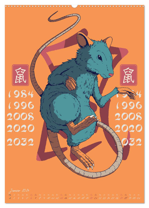 Chinese zodiac signs (CALVENDO wall calendar 2024) 