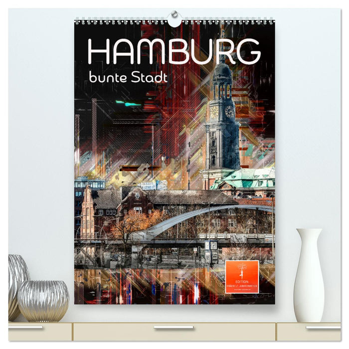 Hamburg bunte Stadt (CALVENDO Premium Wandkalender 2024)