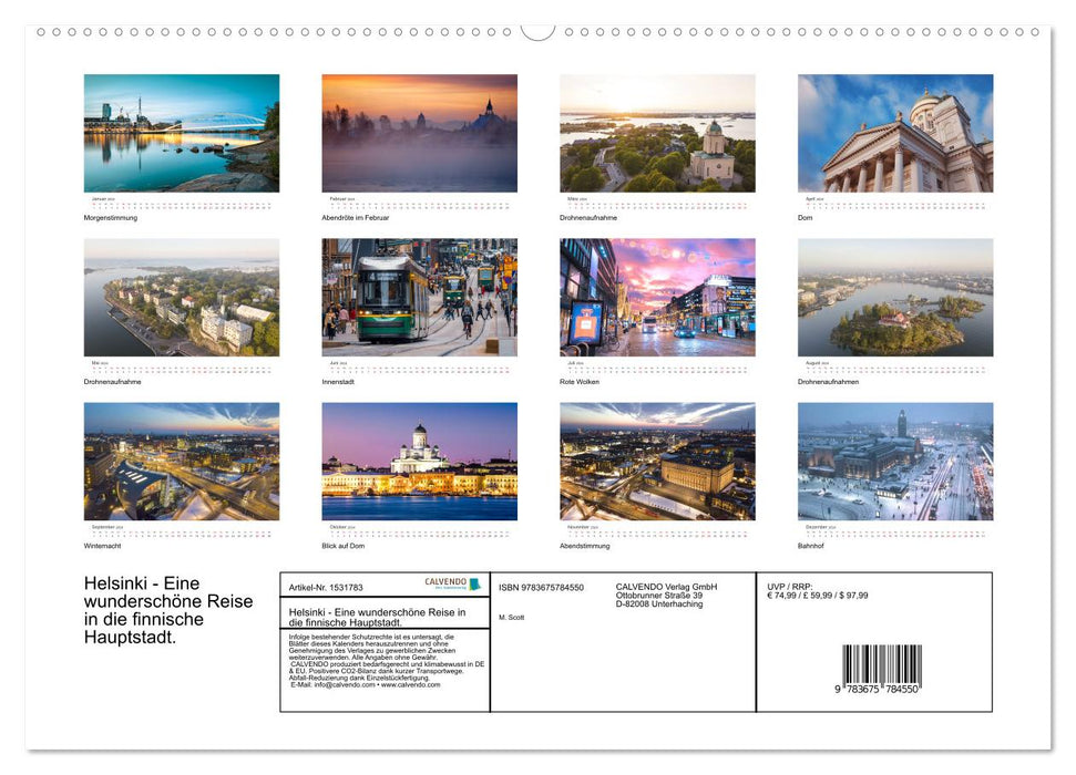 Helsinki - Eine wunderschöne Reise in die finnische Hauptstadt. (CALVENDO Premium Wandkalender 2024)