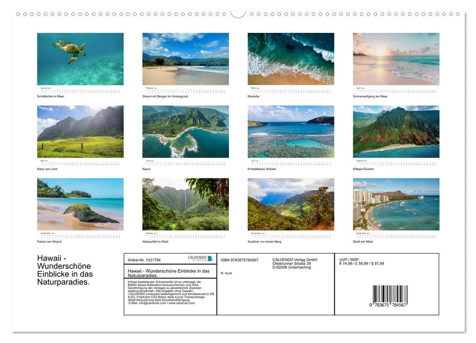 Hawaii - Wunderschöne Einblicke in das Naturparadies. (CALVENDO Premium Wandkalender 2024)