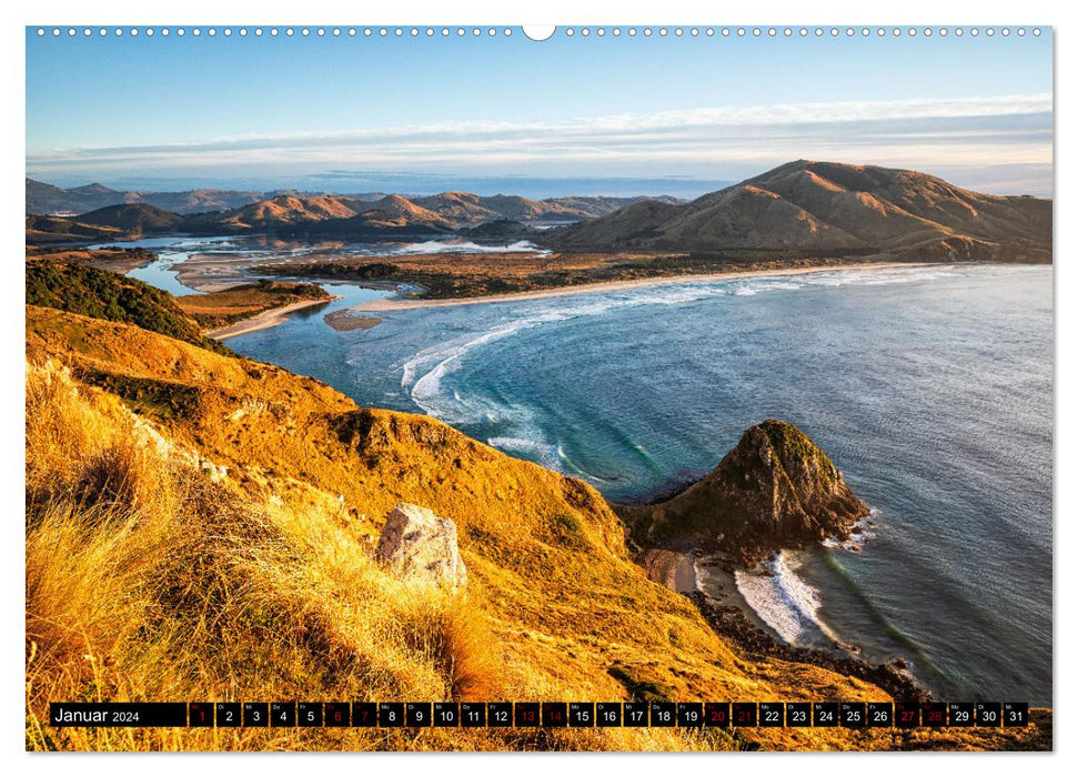 Le sud de la Nouvelle-Zélande : montagnes, lacs et côtes magnifiques (Calendrier mural CALVENDO Premium 2024) 