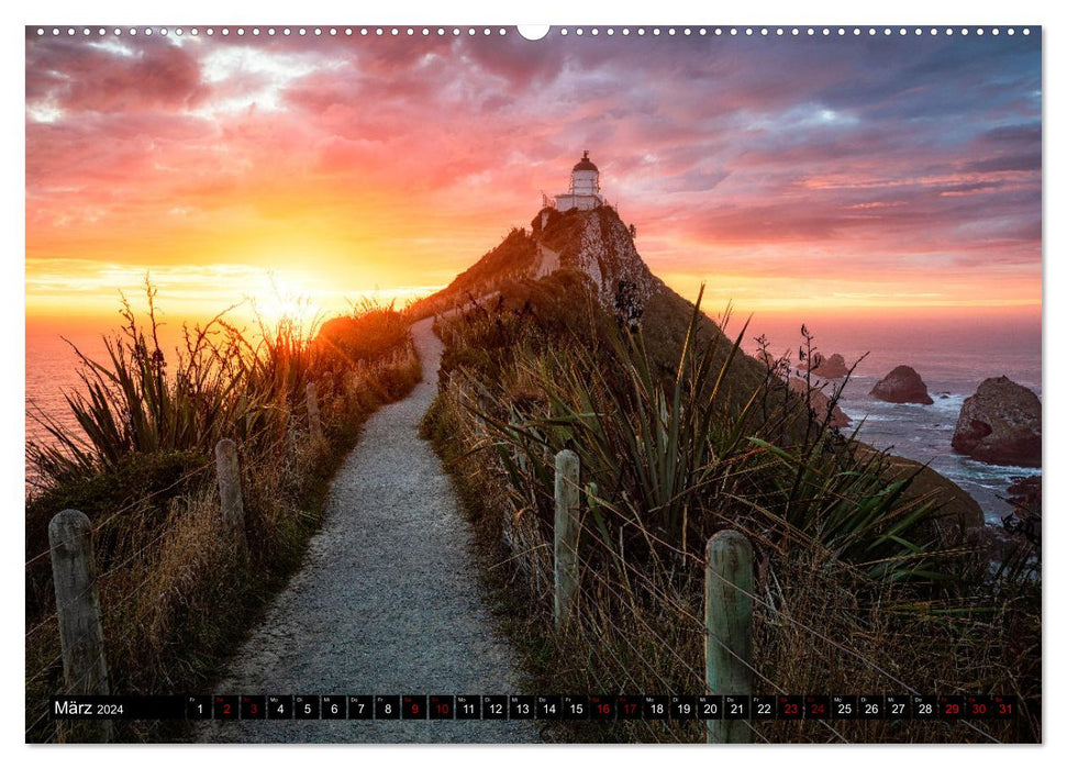 The south of New Zealand: mountains, lakes and beautiful coasts (CALVENDO Premium Wall Calendar 2024) 