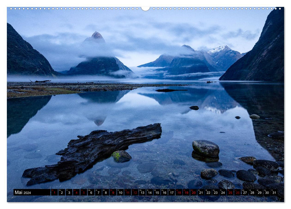 Le sud de la Nouvelle-Zélande : montagnes, lacs et côtes magnifiques (Calendrier mural CALVENDO Premium 2024) 