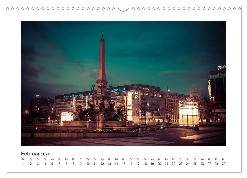 Leipzig at night (CALVENDO wall calendar 2024) 