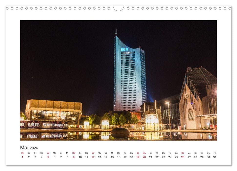 Leipzig at night (CALVENDO wall calendar 2024) 