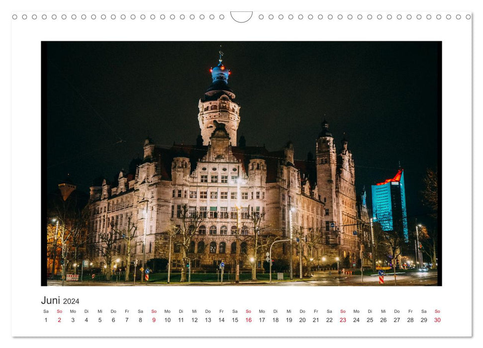 Leipzig at night (CALVENDO wall calendar 2024) 