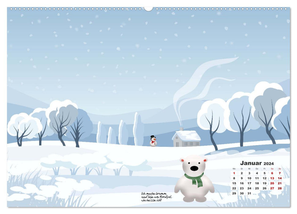 Tierkalender für Kinder (CALVENDO Premium Wandkalender 2024)