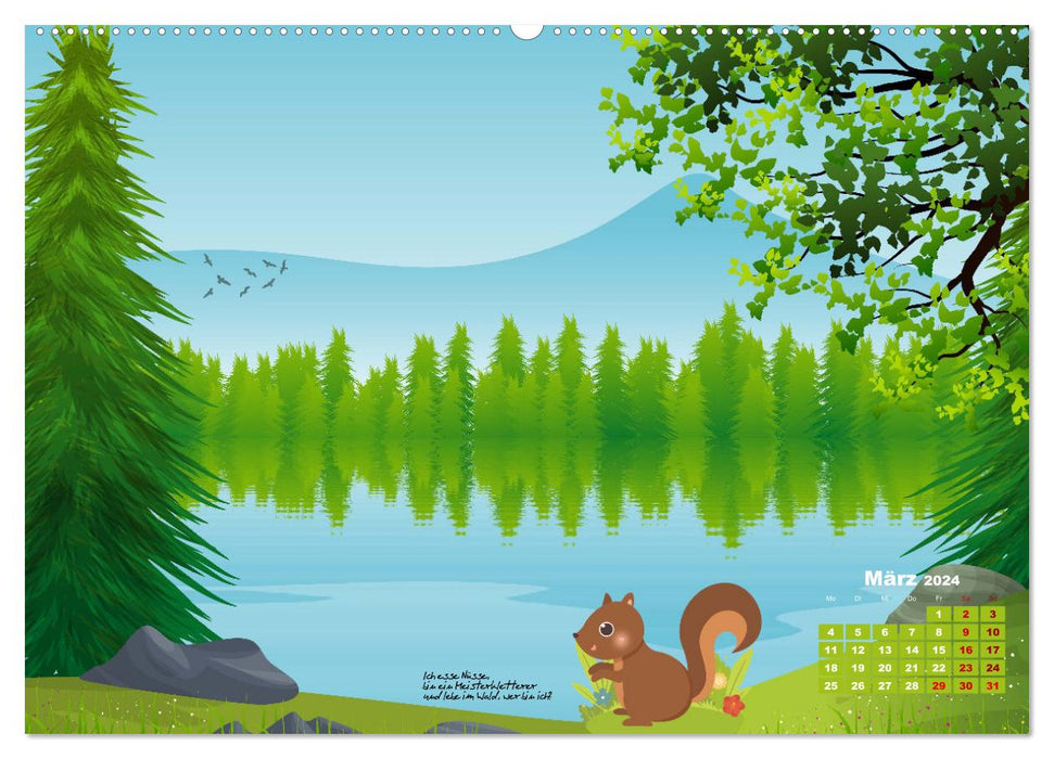 Animal calendar for children (CALVENDO Premium Wall Calendar 2024) 