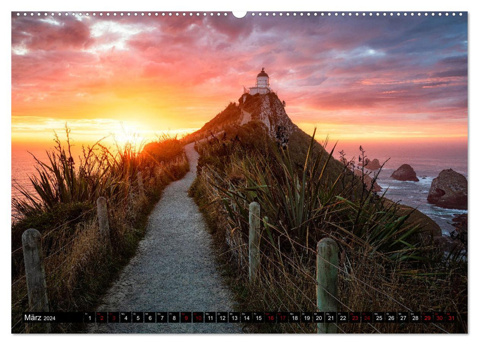 Der Süden Neuseelands: Berge, Seen und traumhafte Küsten (CALVENDO Wandkalender 2024)