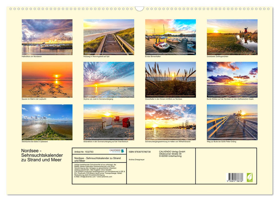 Nordsee - Sehnsuchtskalender zu Strand und Meer (CALVENDO Wandkalender 2024)