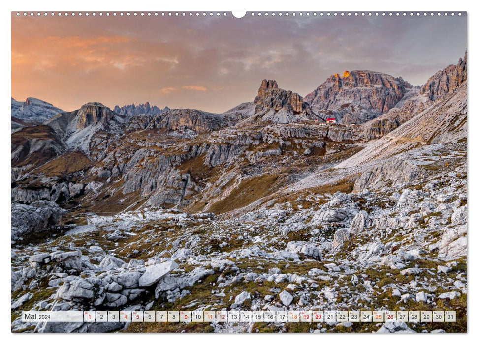 Mountain hike in the Dolomites around the Three Peaks (CALVENDO Premium Wall Calendar 2024) 