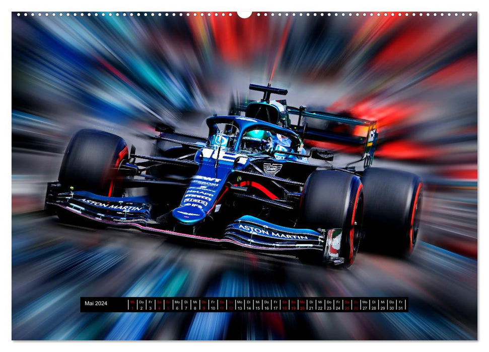 Plein régime en Formule 1 (calendrier mural CALVENDO 2024) 