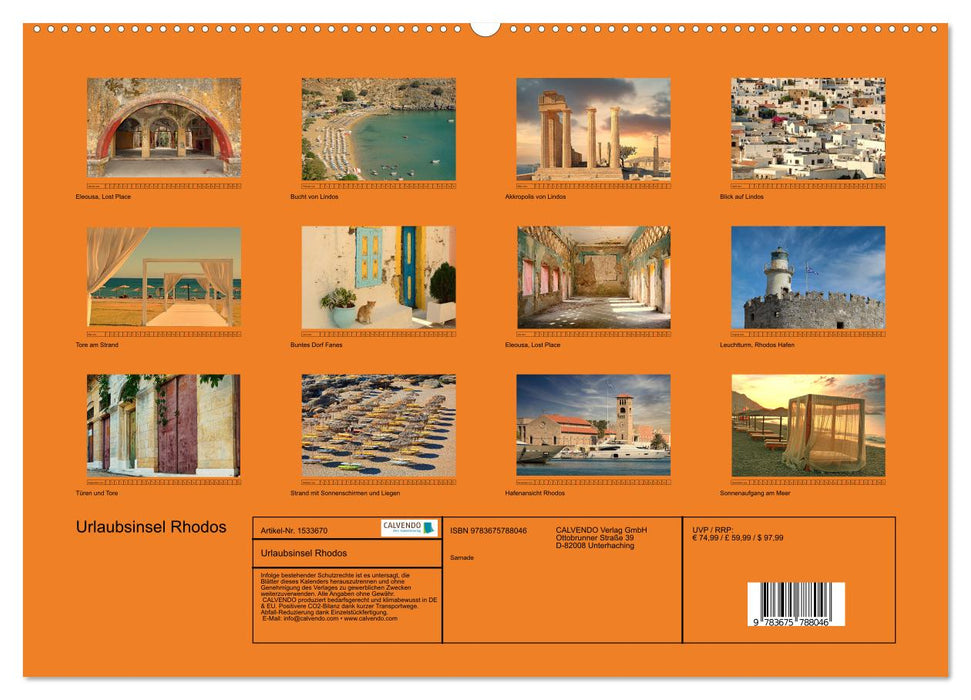 Urlaubsinsel Rhodos (CALVENDO Premium Wandkalender 2024)
