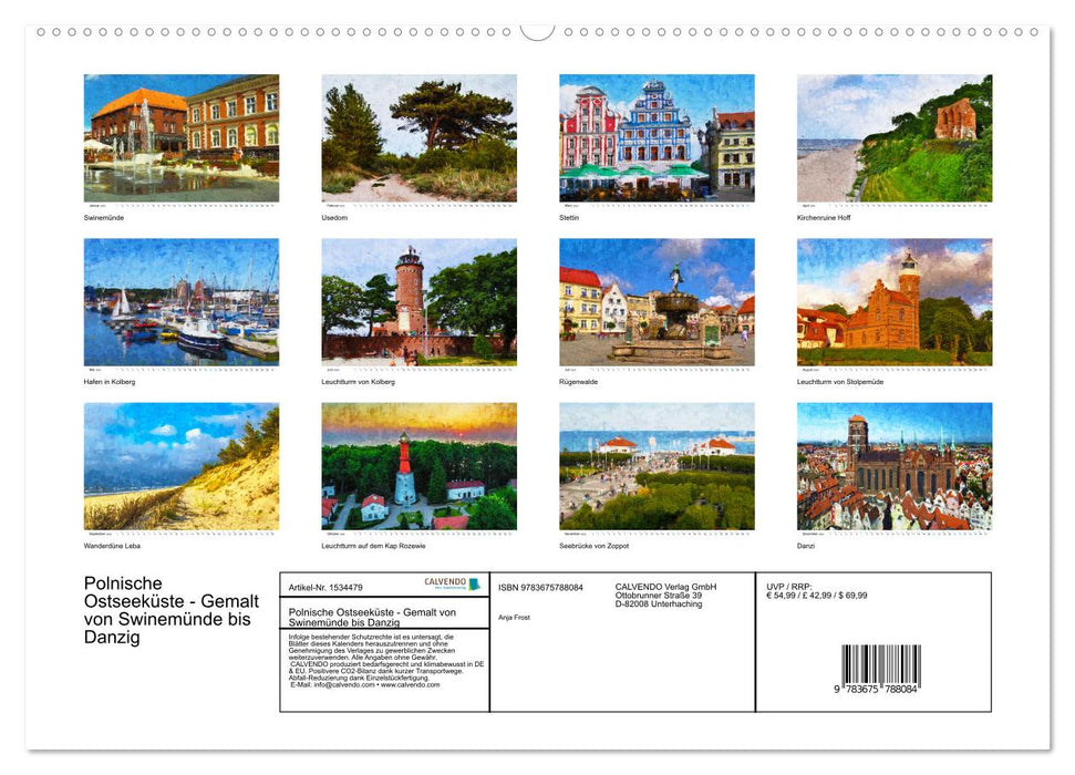Polnische Ostseeküste - Gemalt von Swinemünde bis Danzig (CALVENDO Wandkalender 2024)