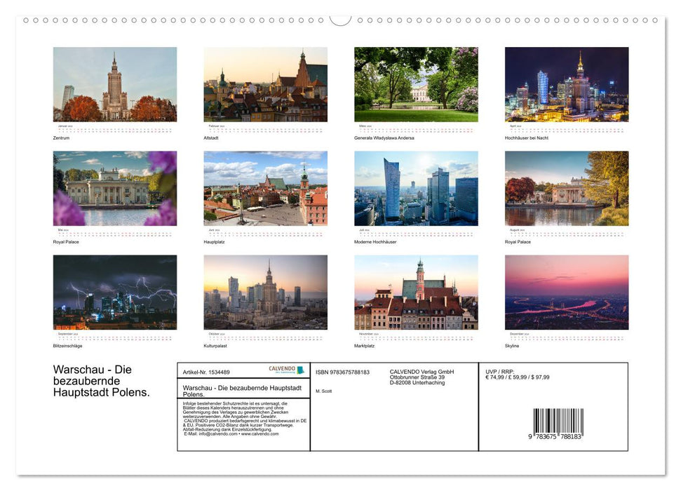 Warsaw - The enchanting capital of Poland. (CALVENDO Premium Wall Calendar 2024) 