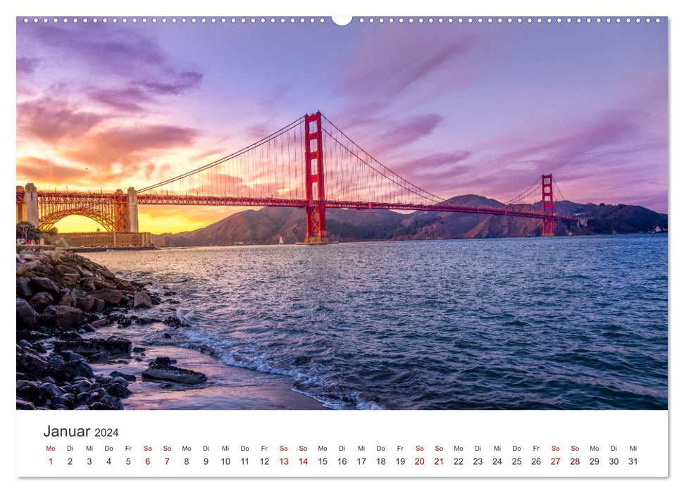 San Francisco – Siège du Golden Gate Bridge. (Calendrier mural CALVENDO Premium 2024) 