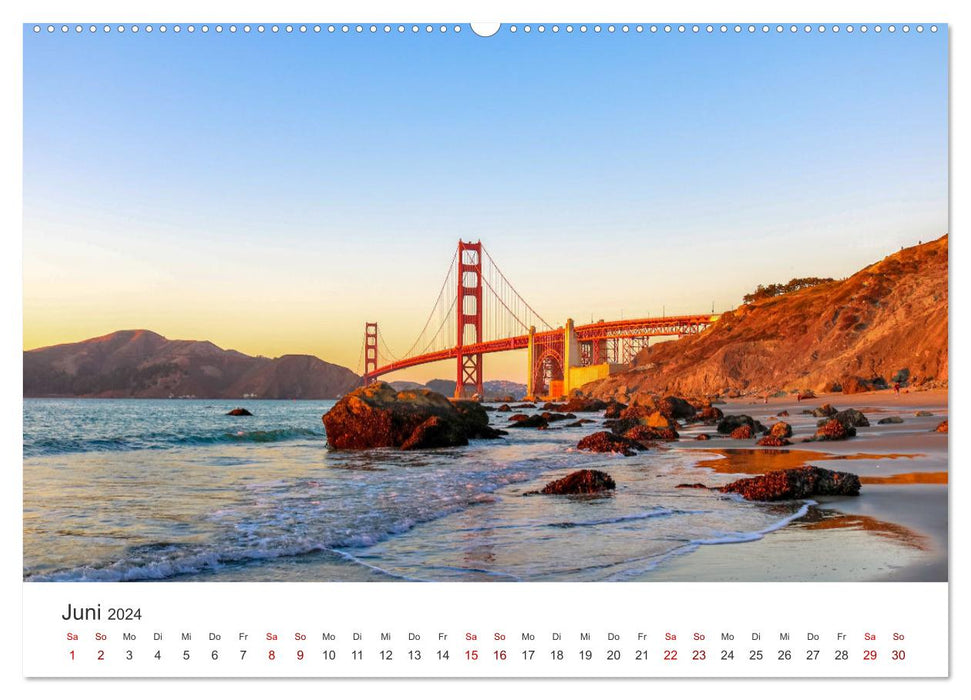 San Francisco – Siège du Golden Gate Bridge. (Calendrier mural CALVENDO Premium 2024) 