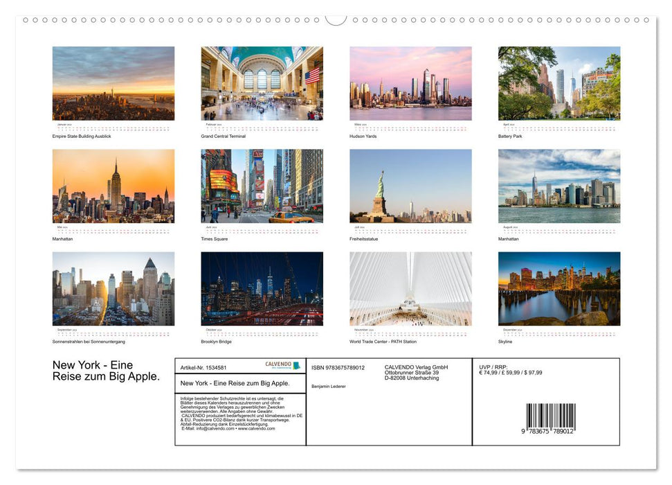 New York - Eine Reise zum Big Apple. (CALVENDO Premium Wandkalender 2024)