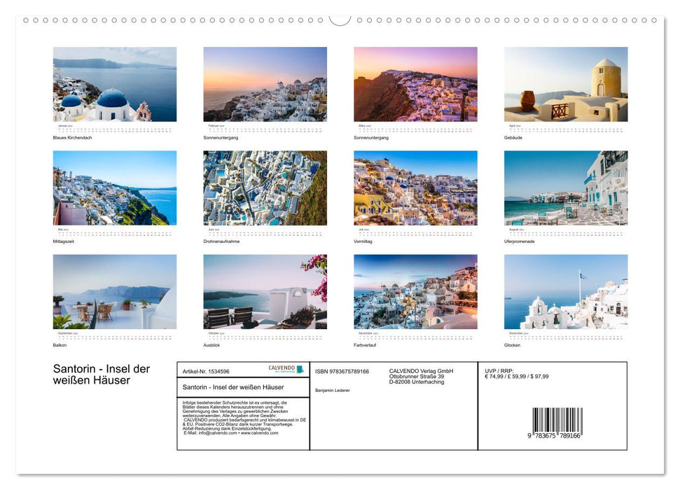Santorin - Insel der weißen Häuser (CALVENDO Premium Wandkalender 2024)