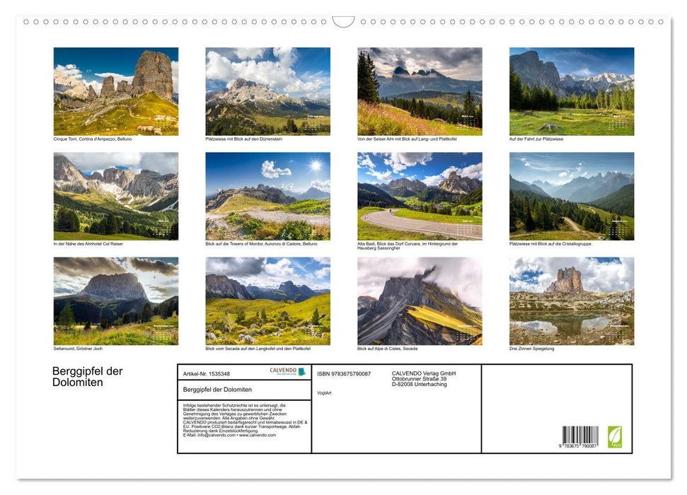 Dolomite mountain peaks (CALVENDO wall calendar 2024) 