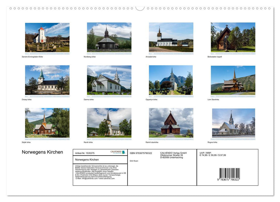Churches in Norway (CALVENDO Premium Wall Calendar 2024) 