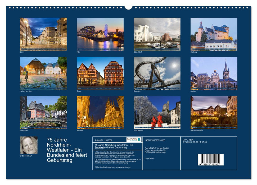 75 Jahre Nordrhein-Westfalen - Ein Bundesland feiert Geburtstag (CALVENDO Premium Wandkalender 2024)