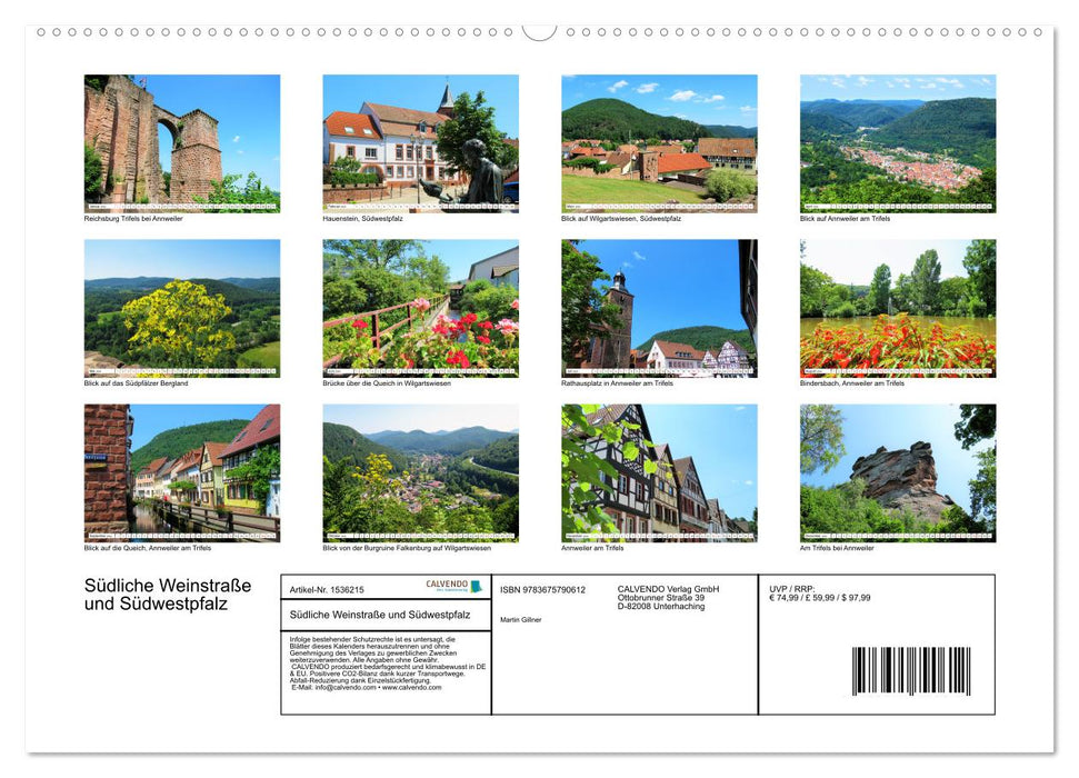 Südliche Weinstraße und Südwestpfalz (CALVENDO Premium Wandkalender 2024)