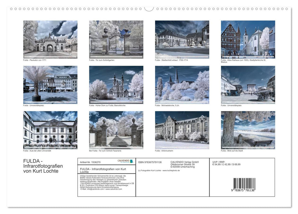 Fulda - infrared photographs by Kurt Lochte (CALVENDO wall calendar 2024) 