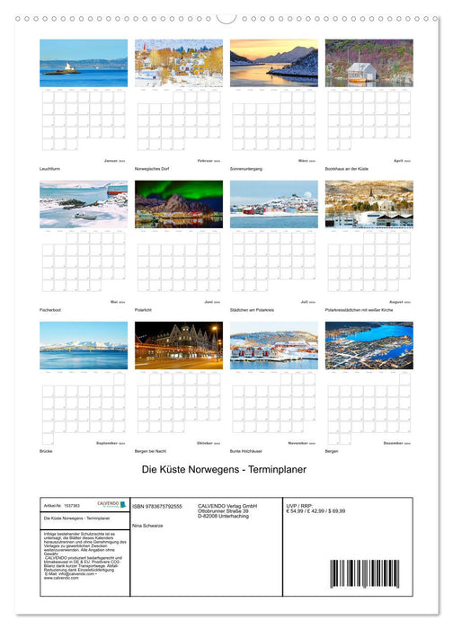 Die Küste Norwegens - Terminplaner (CALVENDO Wandkalender 2024)