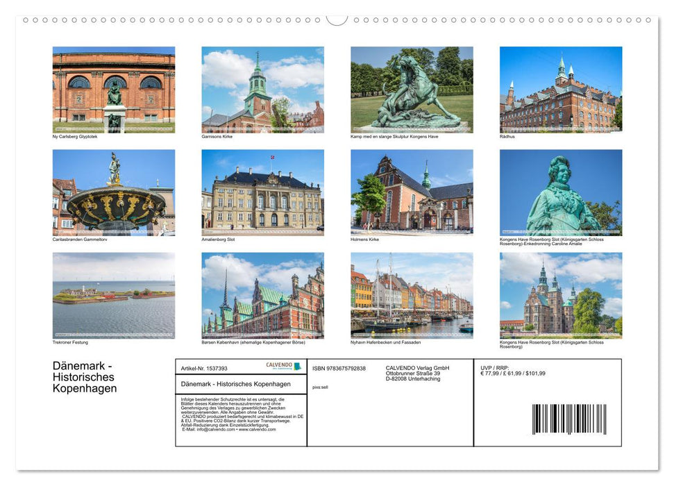 Denmark - Historic Copenhagen (CALVENDO Premium Wall Calendar 2024) 