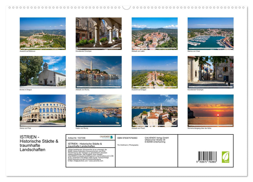 Istria - historical cities and beautiful landscapes (CALVENDO Premium Wall Calendar 2024) 