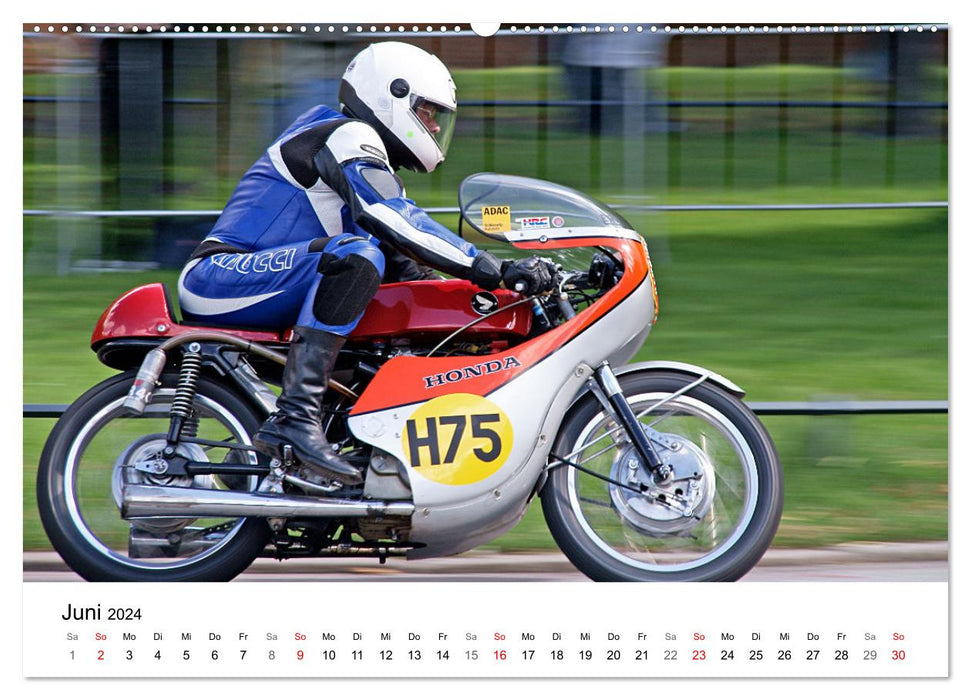 Faszination Oldtimer Motorrad - Momentaufnahmen von Hamburger Stadtparkrennen (CALVENDO Premium Wandkalender 2024)