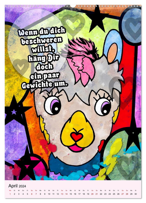 Lustige Pop Art Alpaka (CALVENDO Premium Wandkalender 2024)