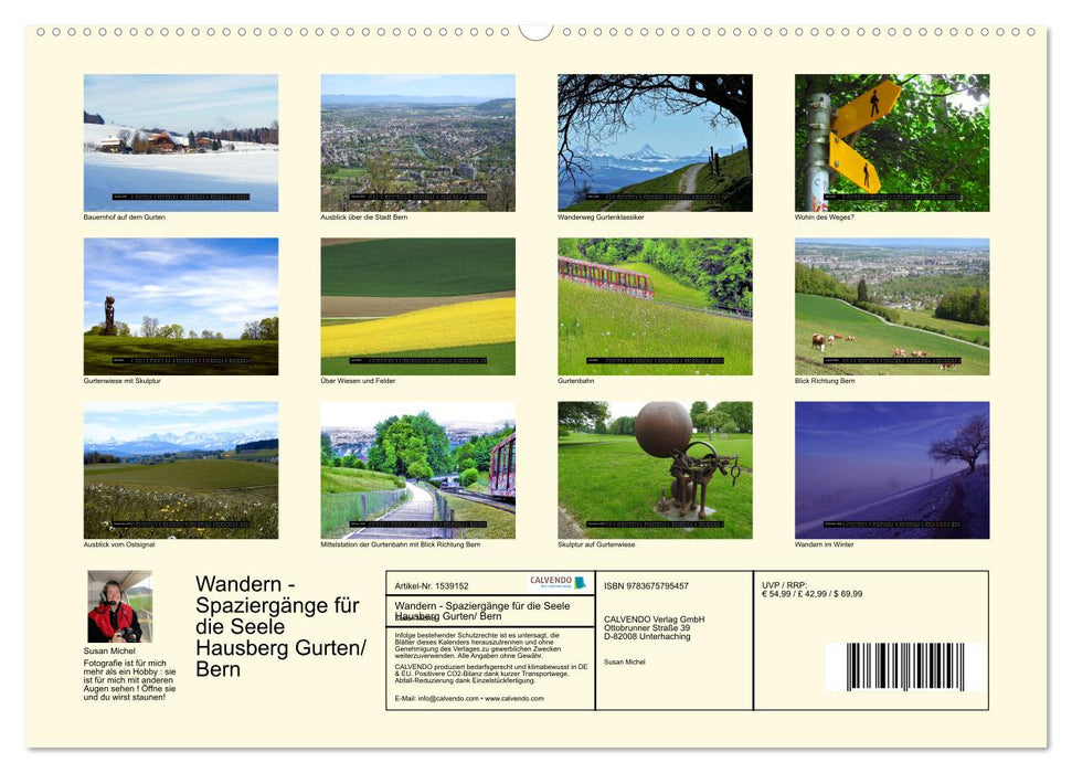 Wandern - Spaziergänge für die Seele Hausberg Gurten/ Bern (CALVENDO Wandkalender 2024)