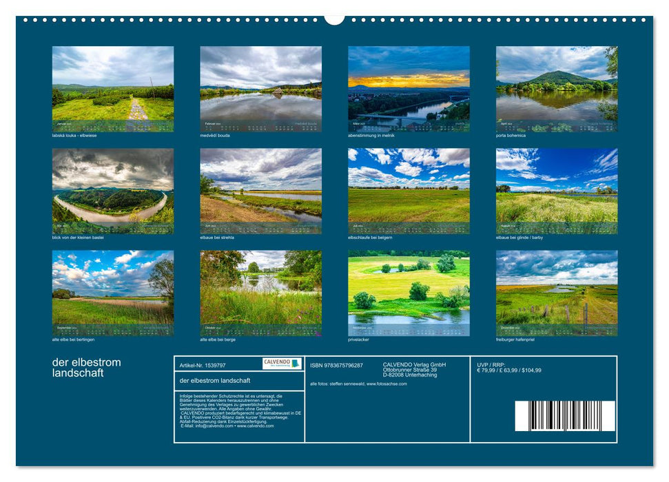der elbestrom landschaft (CALVENDO Premium Wandkalender 2024)