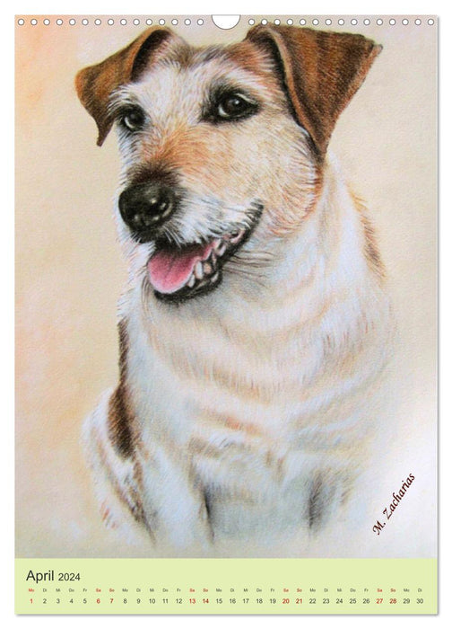 Dogs and cats - hand-painted animal portraits (CALVENDO wall calendar 2024) 