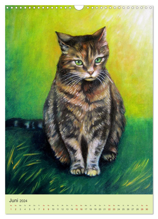 Hunde und Katzen - Handgemalte Tierportraits (CALVENDO Wandkalender 2024)