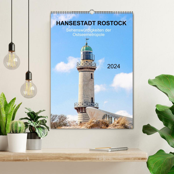 Hansestadt Rostock - Sehenswürdigkeiten der Ostseemetropole (CALVENDO Wandkalender 2024)