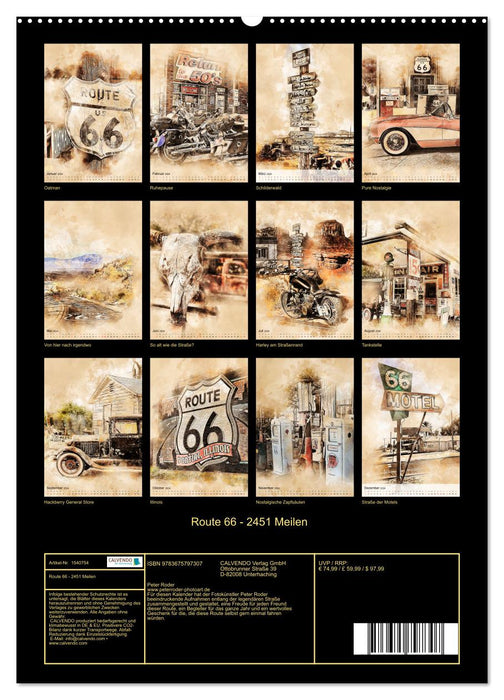 Route 66 - 2451 Meilen (CALVENDO Premium Wandkalender 2024)