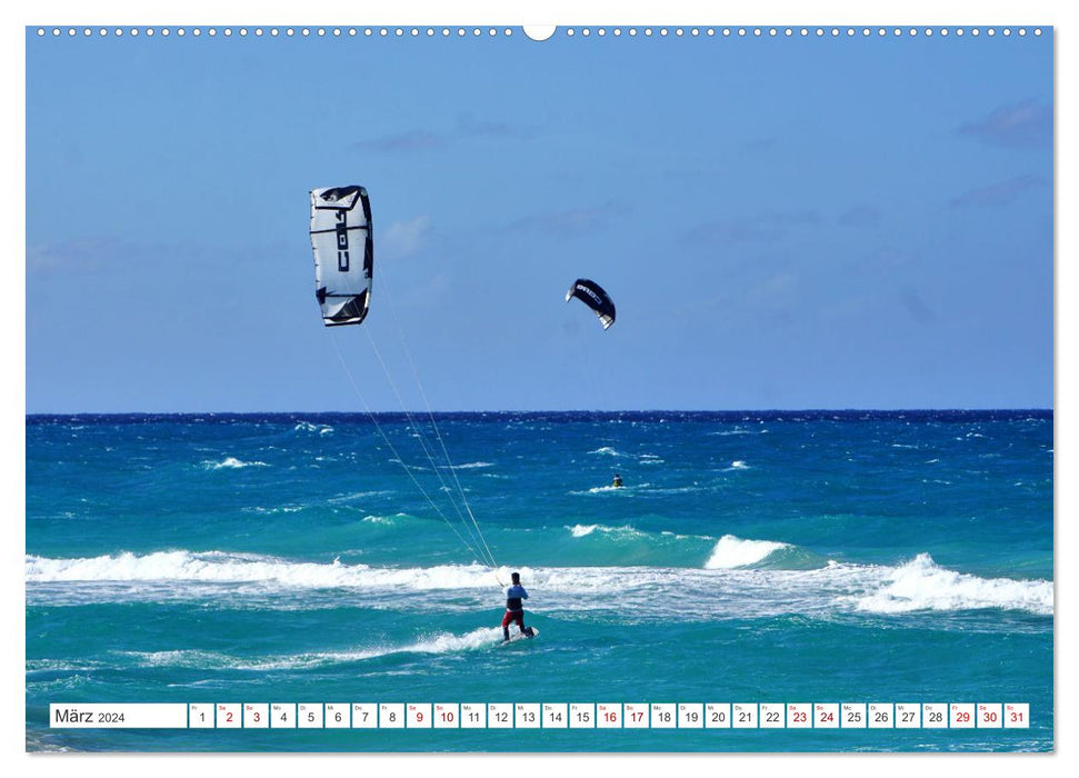 Kitesurfen in Kuba - Funsport an Traumstränden (CALVENDO Wandkalender 2024)