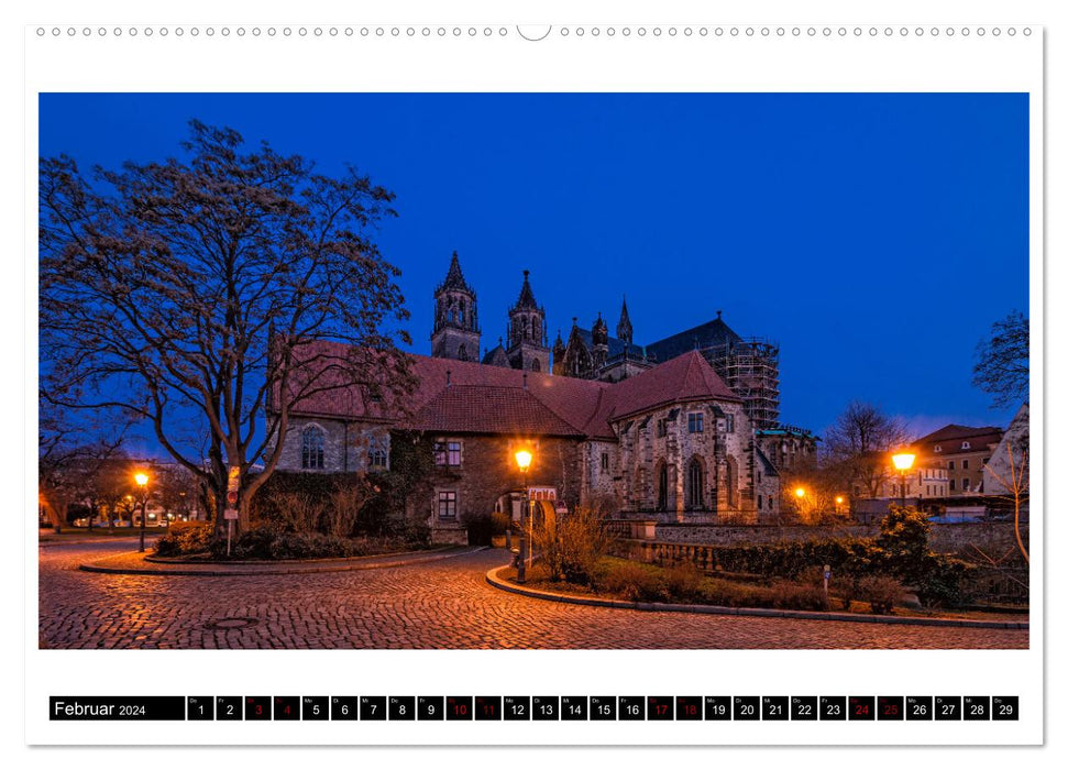 Magdeburg zur blauen Stunde (CALVENDO Premium Wandkalender 2024)