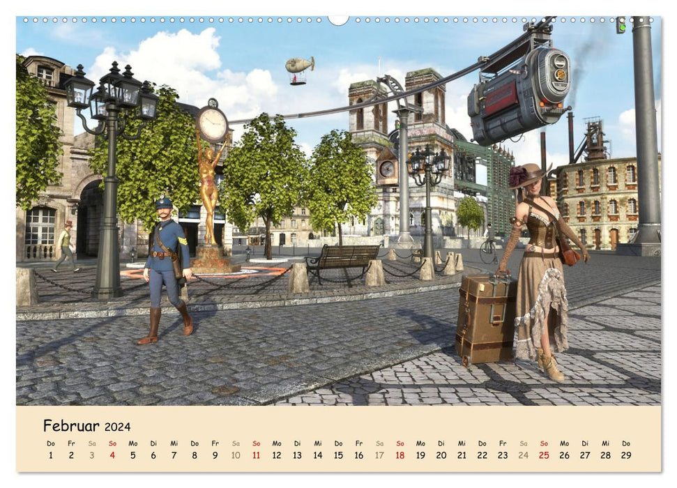 Steampunk Urban - Dampfwelten (CALVENDO Wandkalender 2024)