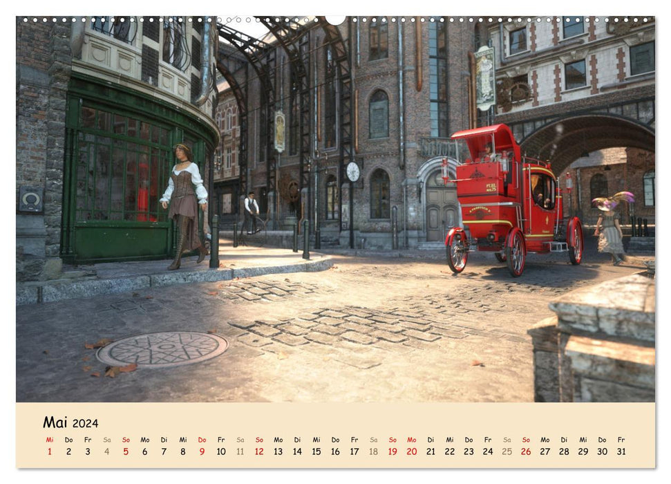 Steampunk Urban - Dampfwelten (CALVENDO Wandkalender 2024)