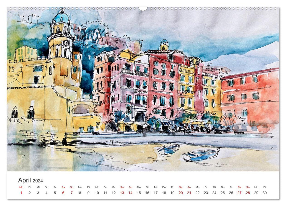 Italienische Reiseskizzen (CALVENDO Premium Wandkalender 2024)