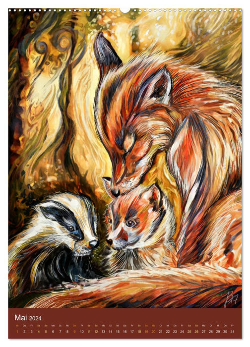 Histoires artistiques d'animaux (Calendrier mural CALVENDO Premium 2024) 