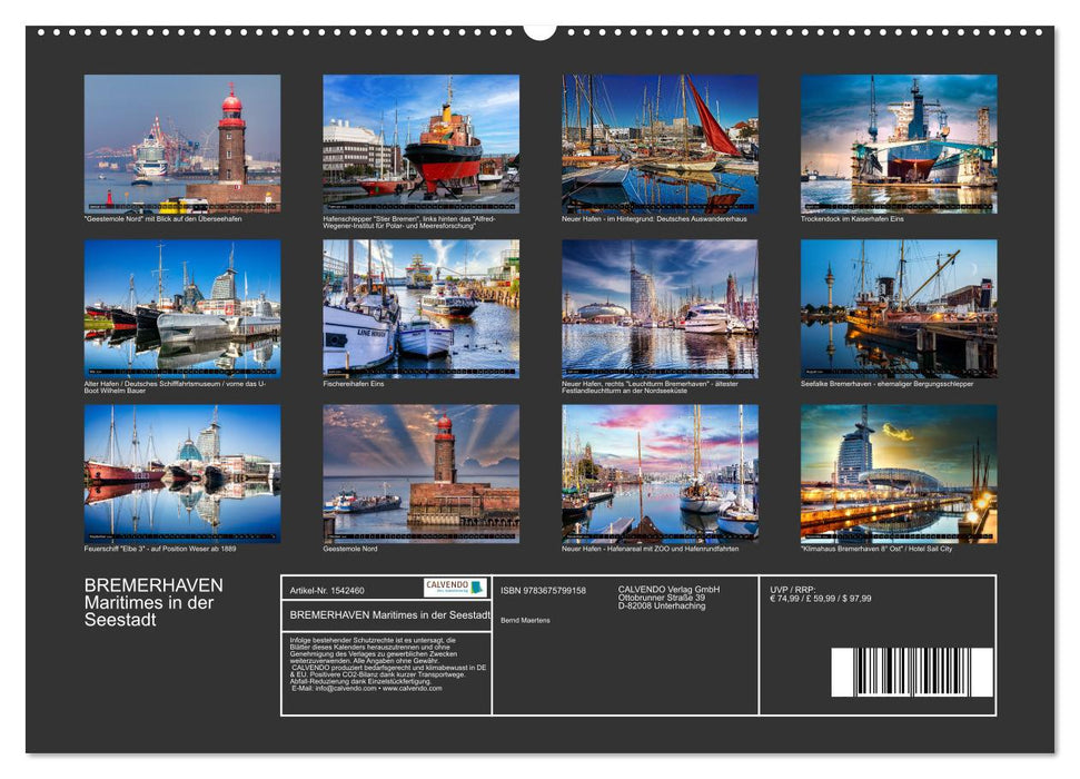 BREMERHAVEN Maritimes dans la Seestadt (Calendrier mural CALVENDO Premium 2024) 