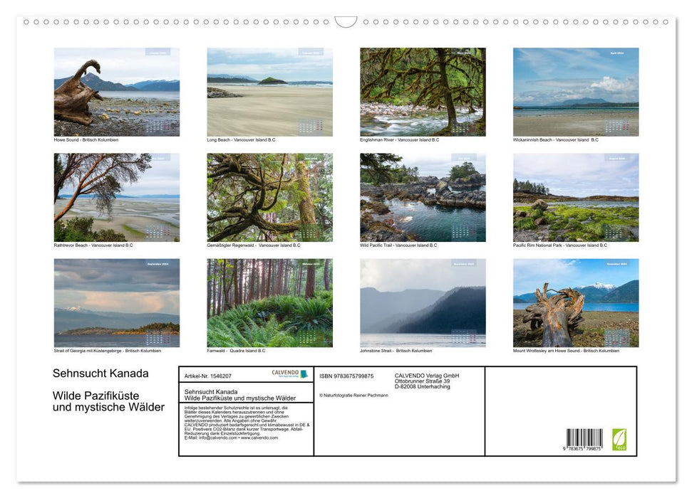 Longing for Canada - Wild Pacific Coast and Mystical Forests (CALVENDO Wall Calendar 2024) 