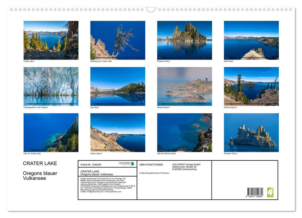 Crater Lake - Oregon's blue volcanic lake (CALVENDO wall calendar 2024) 